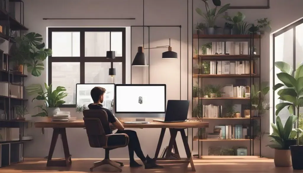 Local web designer working on computer